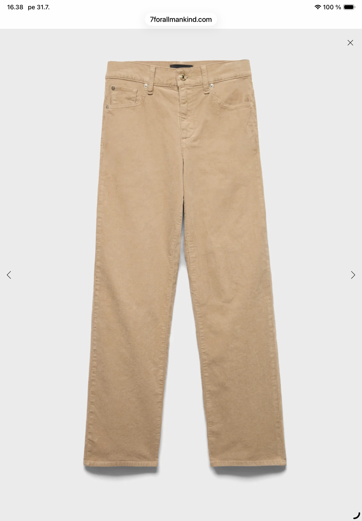 7 For All Mankind Stovepipe Straight Winter Beige
