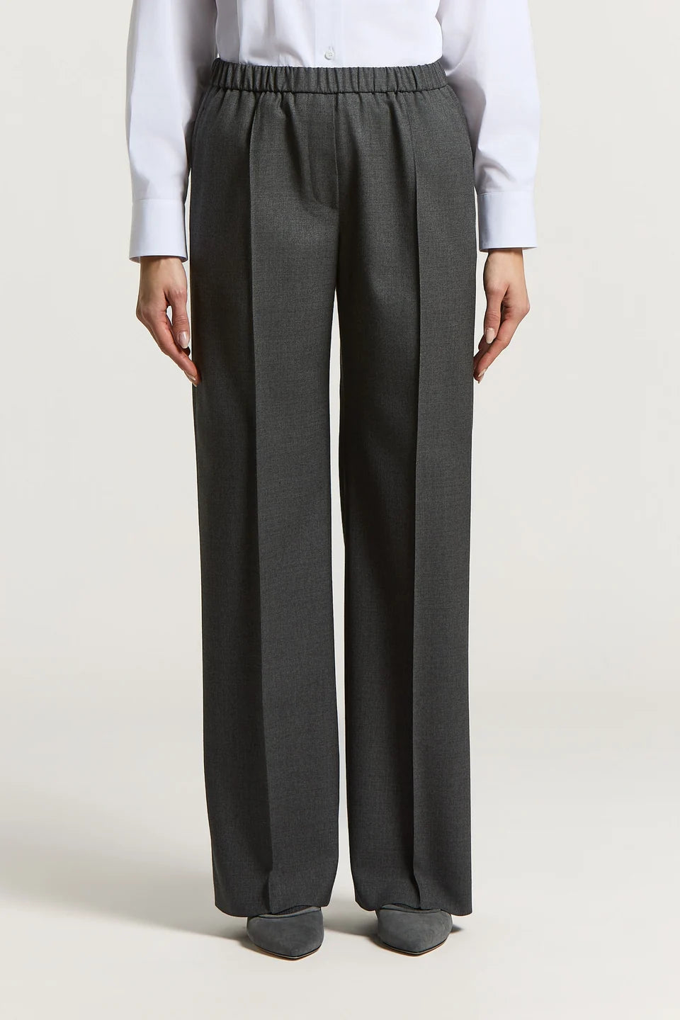 Peserico Wool Gabardine Trousers in Satellite Grey