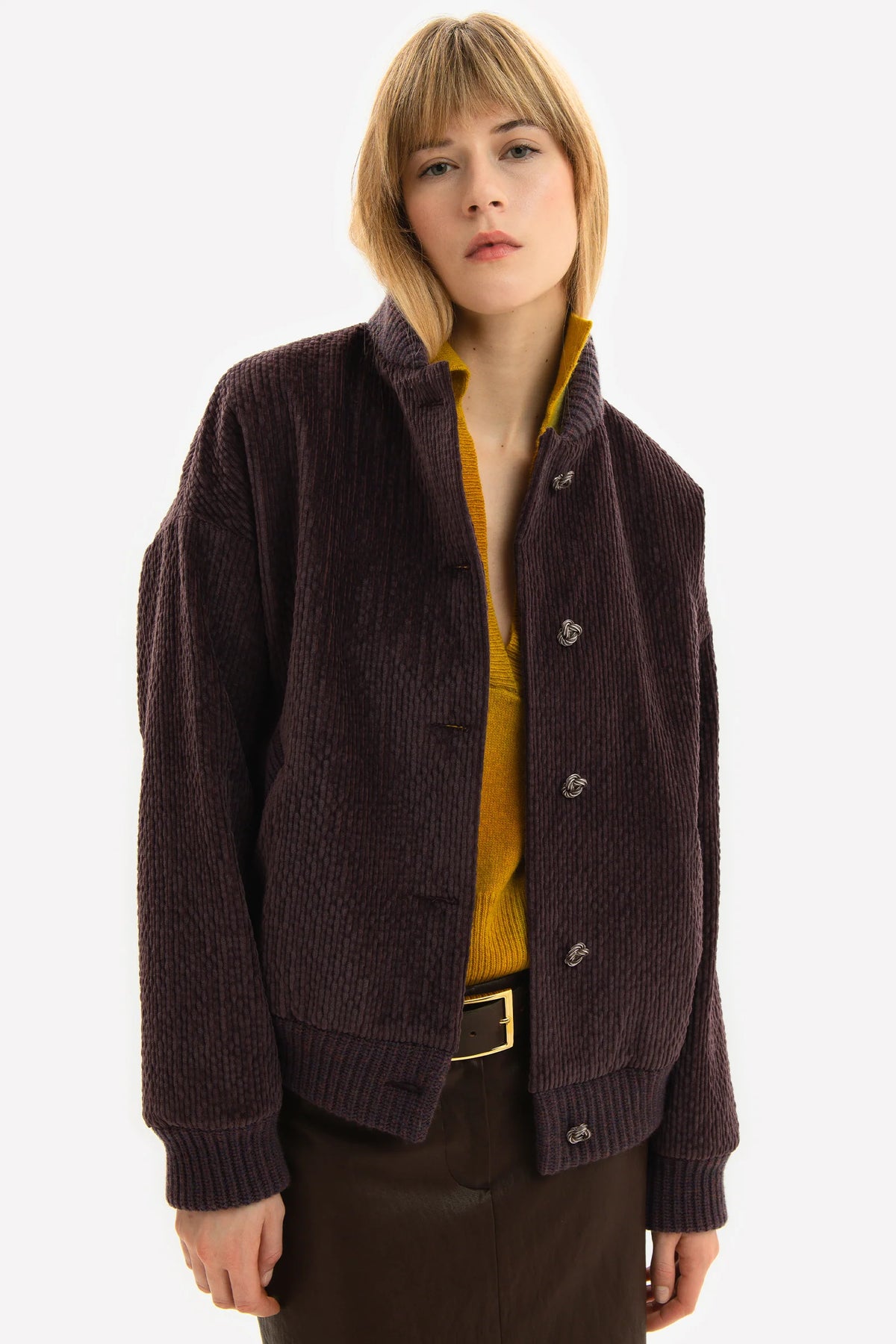 Kristina Ti. Ottavia Oversize Velvet Bomber Jacket