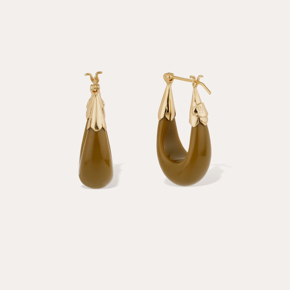 Gas Bijoux Ecume Small Acetate Earrings in Khaki