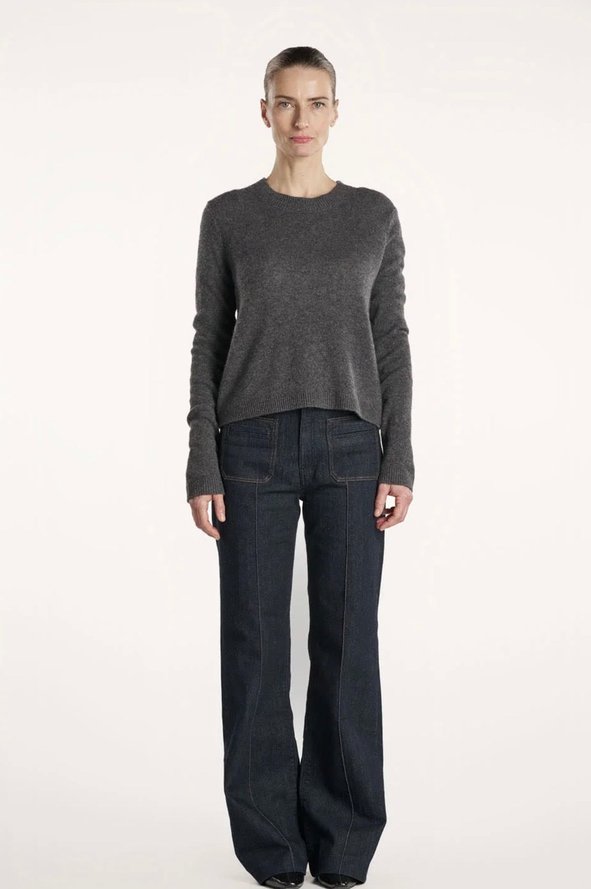 O'tay Lace Blouse in Dark Grey Melange