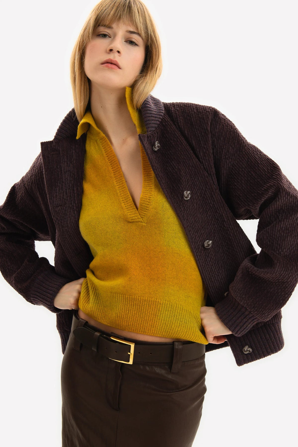 Kristina Ti. Ottavia Oversize Velvet Bomber Jacket