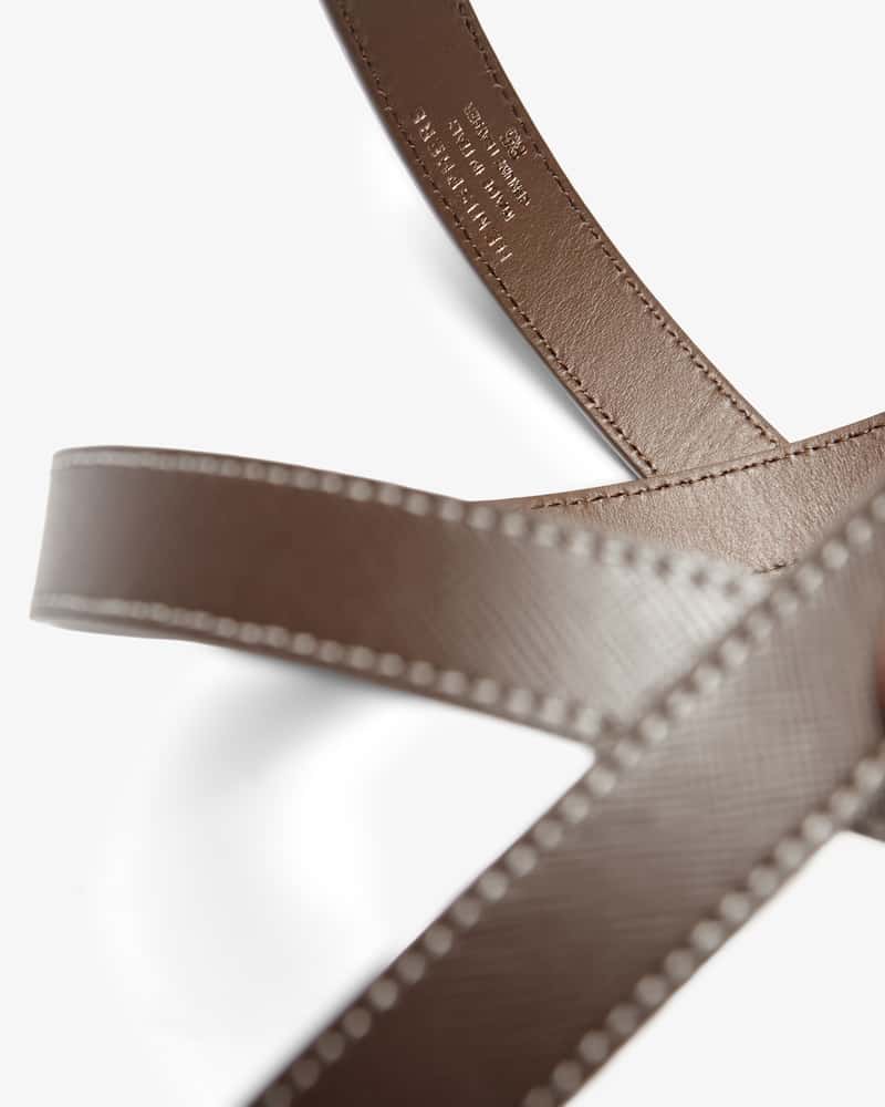 Hemisphere Leather Belt in Saffiano Cacao