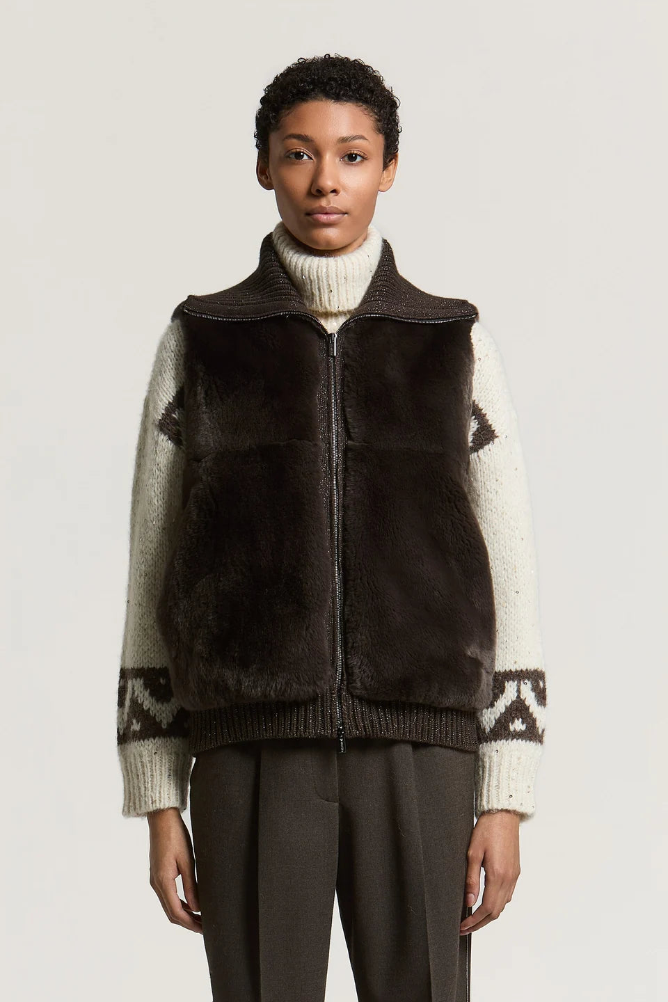 Peserico Rex Lapin Fur and Wool Silk Cashmere Vest