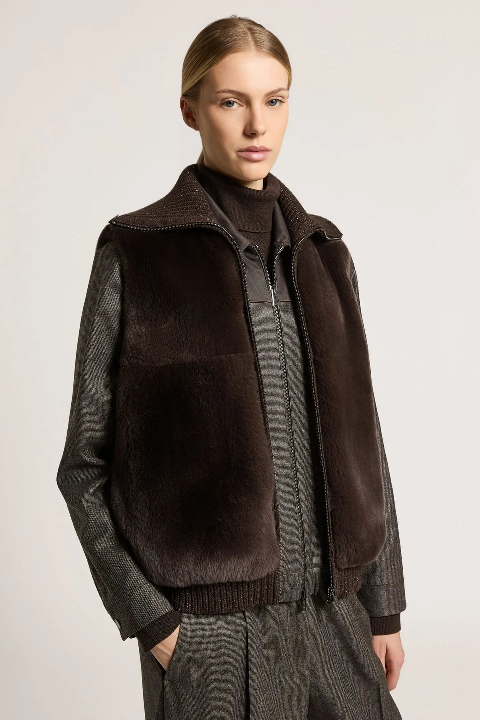 Peserico Rex Lapin Fur and Wool Silk Cashmere Vest