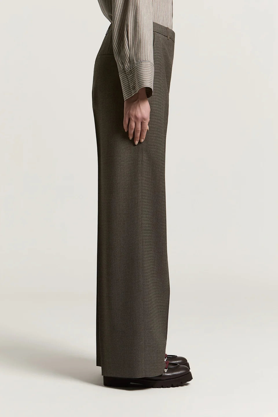 Peserico Wool-Blend Flannel Palazzo Trouser