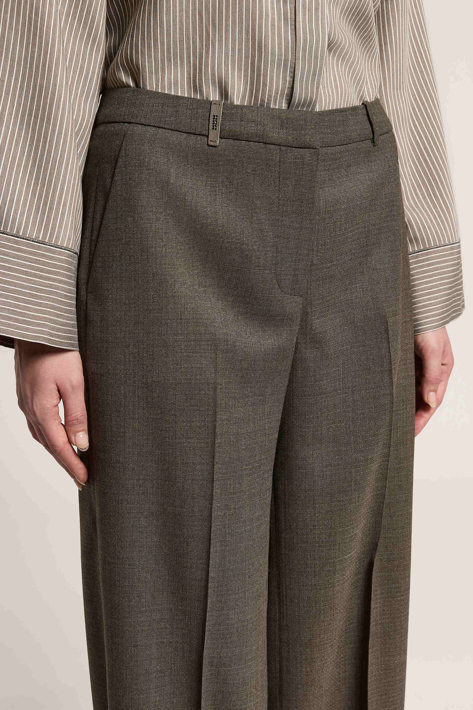 Peserico Wool-Blend Flannel Palazzo Trouser