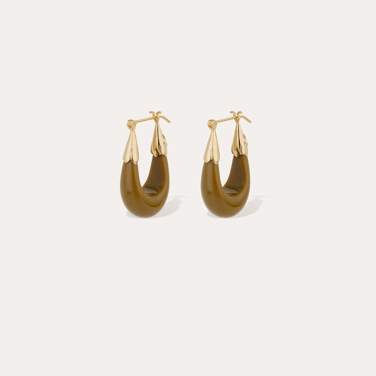 Gas Bijoux Ecume Small Acetate Earrings in Khaki
